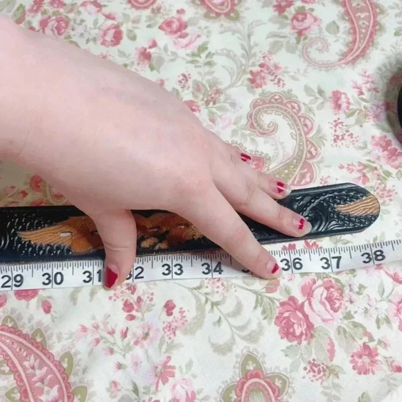 Men's Bald Eagle Embossed Men's Leather Belt America Patriotic Western Size 32 - Picture 7 of 8